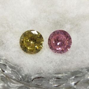 Natural Zircon Gemstone Pink & Yellow Diamond Cutting