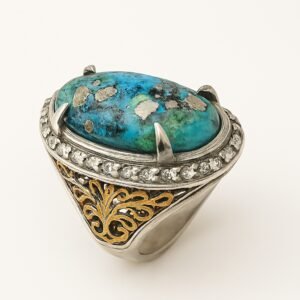 Natural Turquoise Firoza Ring Non-Silver Adjustable