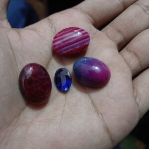 Original Natural Haqeeq & Neelam Gemstones Pack of 4