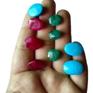 Pack of 3 Natural Gemstones 5.6g–7.2g Emerald (Zamurd)