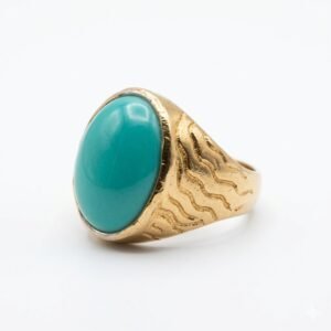 Original Feroza Ring Artificial Turquoise Gemstone