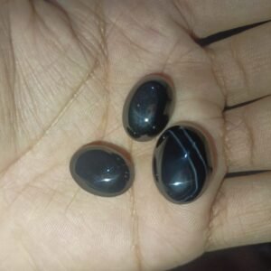 Premium Black Aqeeq (Haqeeq) Gemstones Set of 2