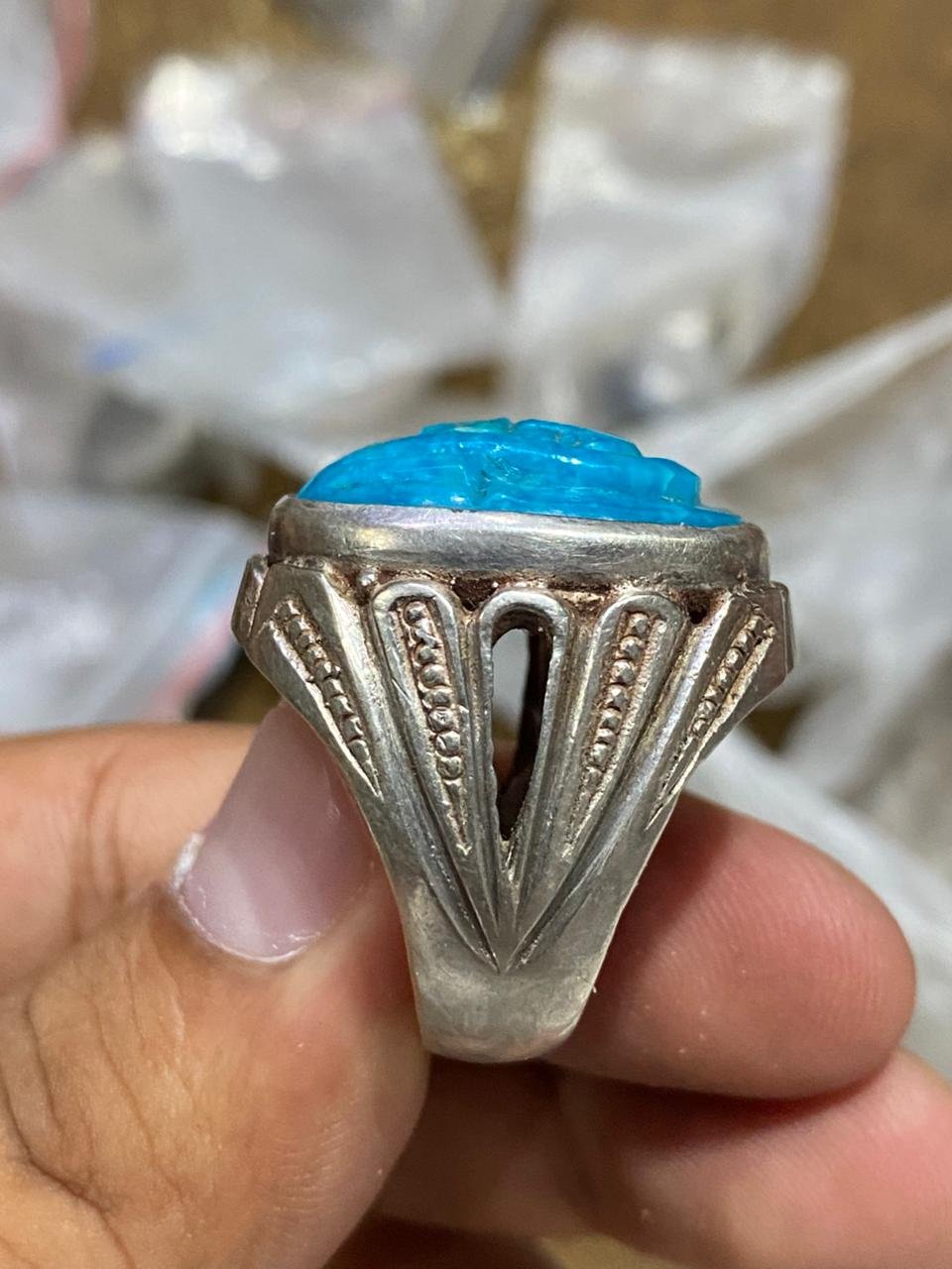 Silver Feroza Ring - Gemstone Hub