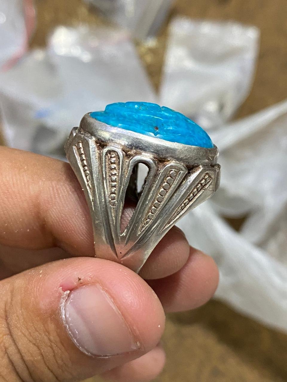 Silver Feroza Ring - Gemstone Hub