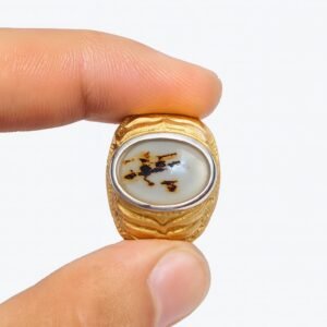 Natural Dendritic Agate Ring for Men – Handmade Oval