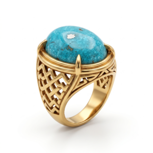 Natural Feroza (Blue Persian Turquoise) Ring for Men