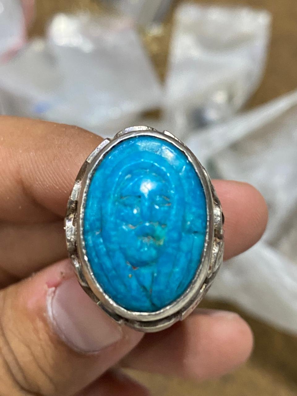 Silver Feroza Ring - Gemstone Hub