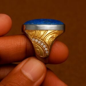 Natural Royal Blue Lapis Lazuli Oval Cabochon Ring