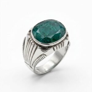 925 Sterling Silver Emerald Ring for Men Natural Green