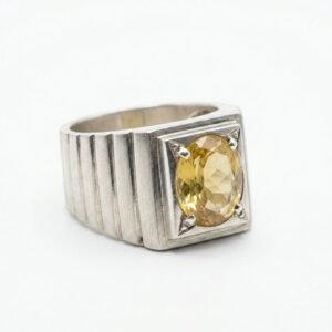 925 Sterling Silver Ceylon Pukhraj Ring for Men