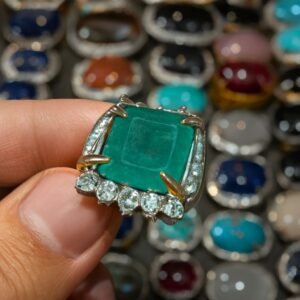 Artificial Emerald Ring Non-Silver Adjustable Fit