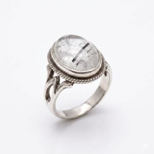 Natural Rutilated Quartz Ring Premium Silver Design