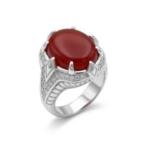 Red Aqeeq Ring Original Yemeni Aqeeq Stone Stylish