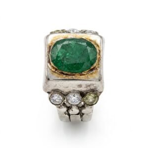 925 Sterling Silver Emerald Ring for Men Women Natural