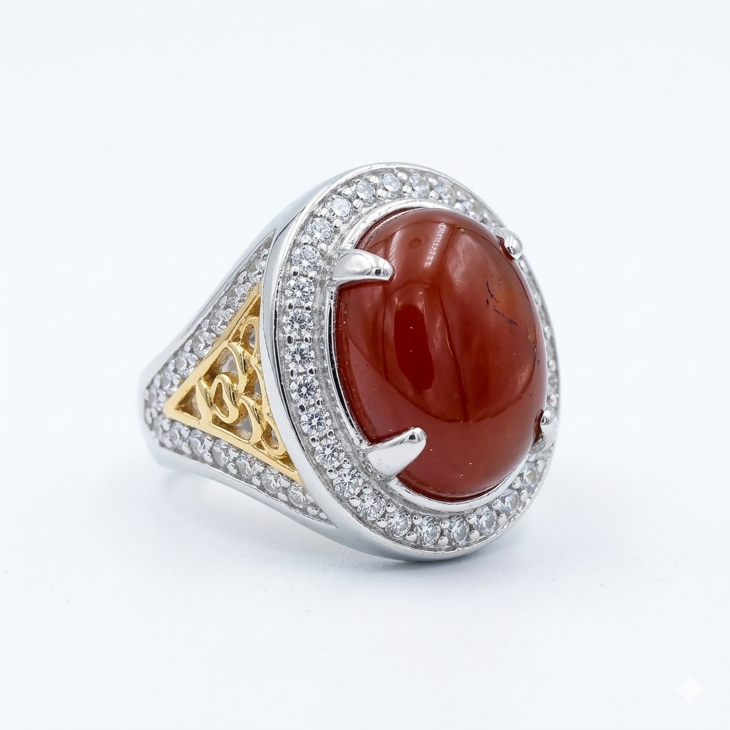 Red Aqeeq Ring Gemstone