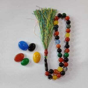 MULTICOLOUR HAQEEQ Tasbeeh - 100% Natural Agate Stone