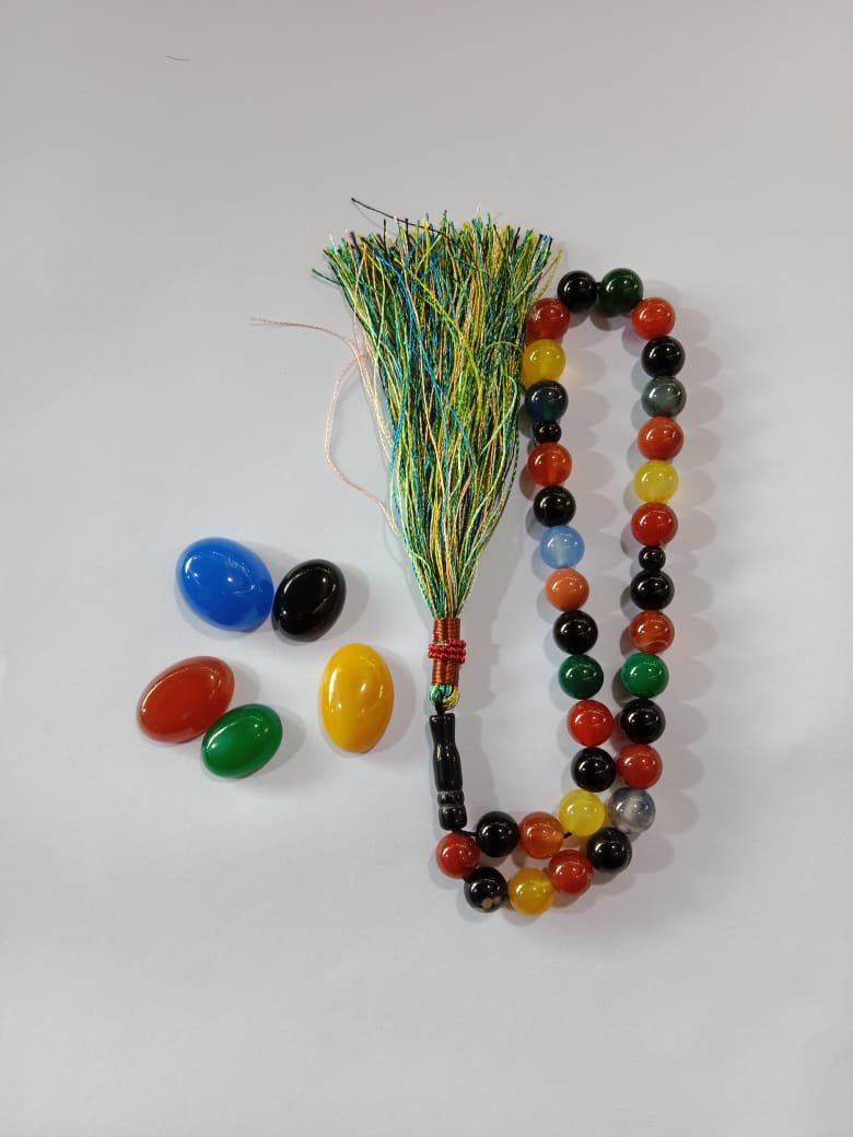 Multicolour Haqeeq Tasbeeh 100 Natural - Gemstone Hub