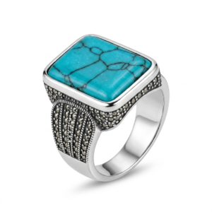 Irani Feroza Ring for Men Bold Turquoise Stone