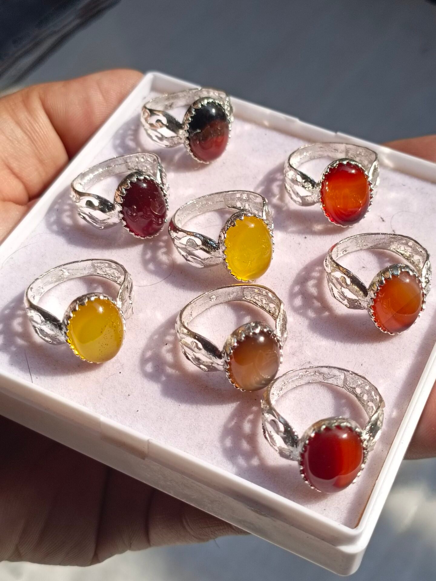 Orange Yellow Black Haqeeq Ring - Gemstone Hub