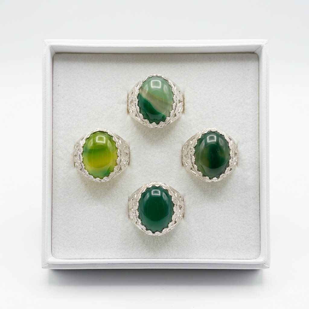 Green Haqeeq Ring 100% Original Aqeeq/Akik/Agate/Nag