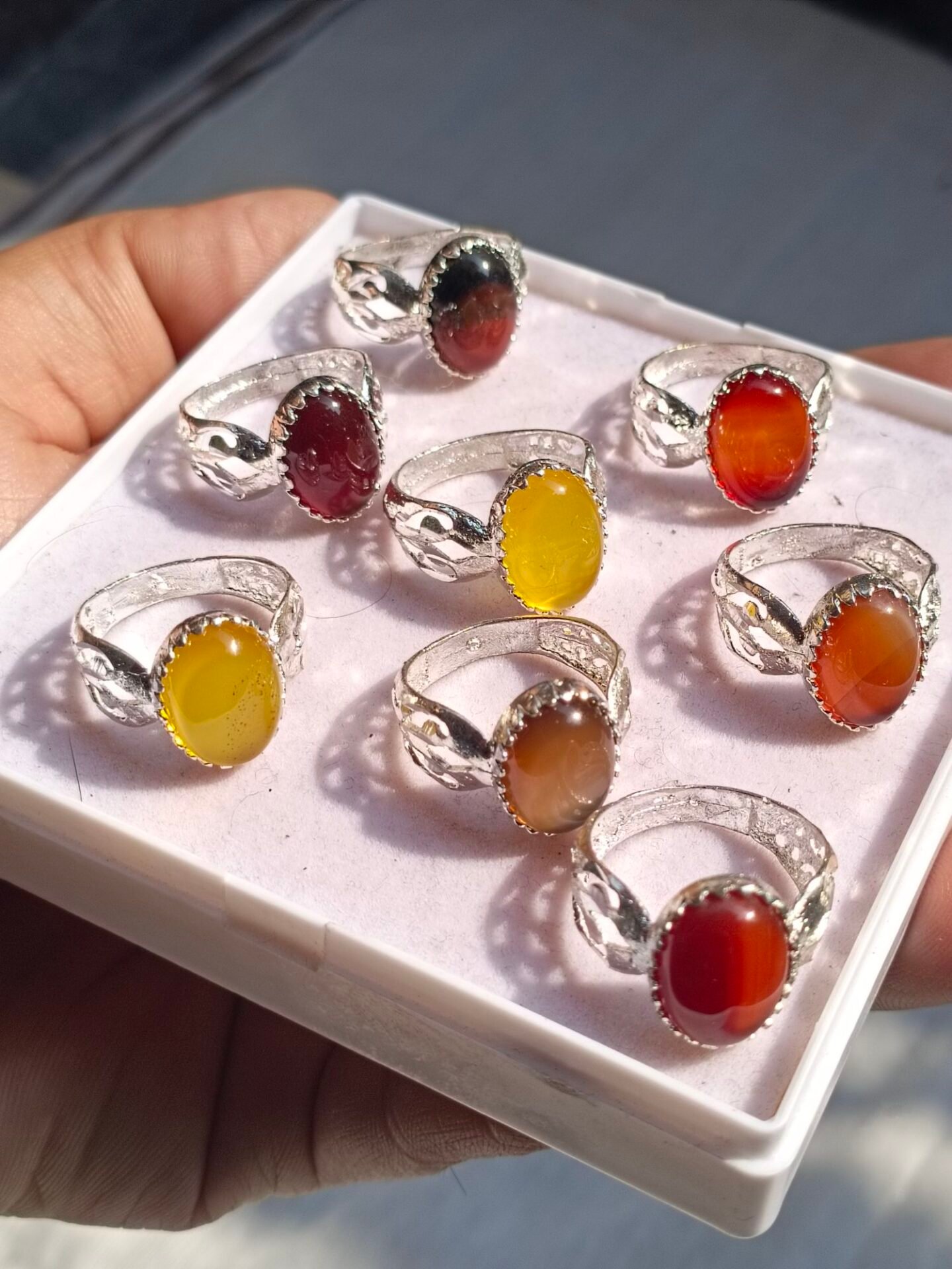 Orange Yellow Black Haqeeq Ring - Gemstone Hub