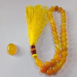 YELLOW HAQEEQ Tasbeeh - 100% Natural Agate Stone (33