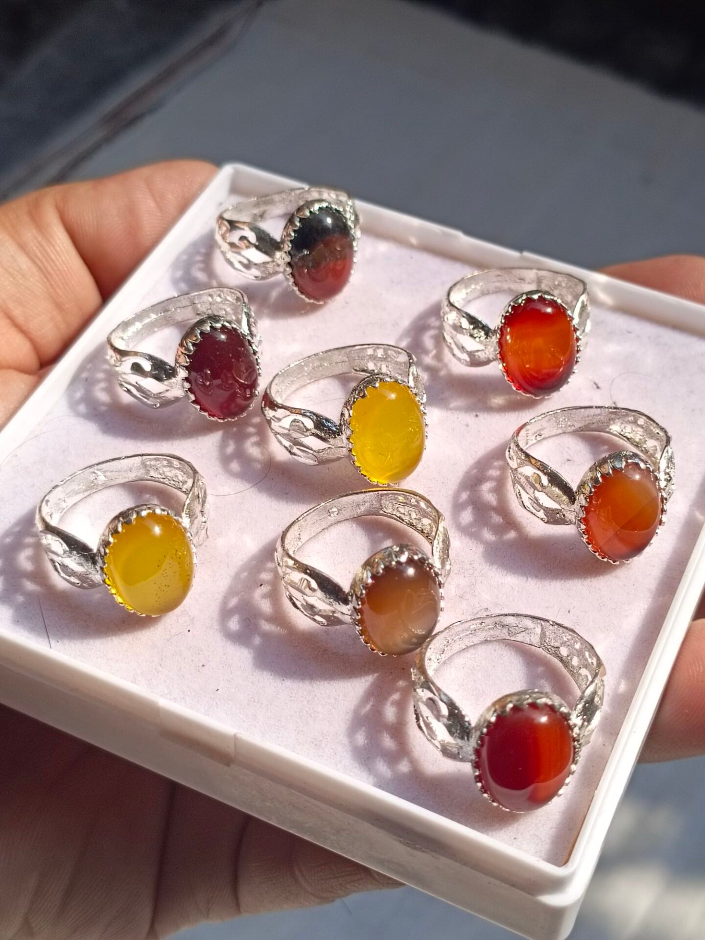 Orange Yellow Black Haqeeq Ring - Gemstone Hub