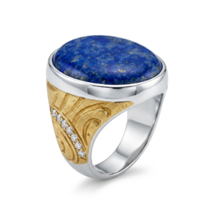 Natural Royal Blue Lapis Lazuli Oval Cabochon Ring