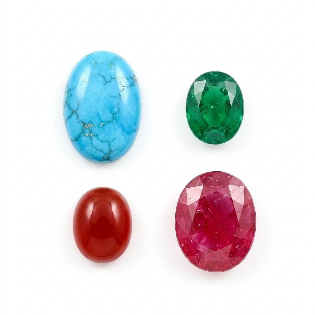 Pack of 4 Stones: 100% Original Red Marjan, Red Coral