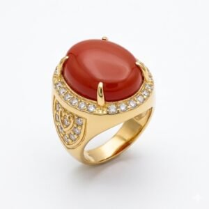 Red Aqeeq Gemstone Ring