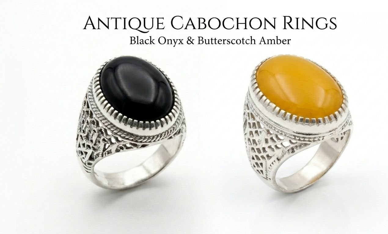 Aqeeq Yellow & Black Ring