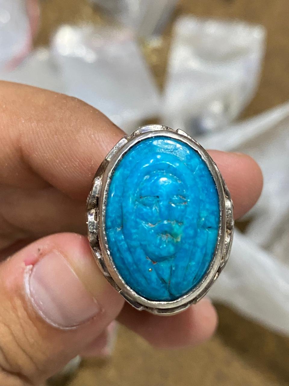 Silver Feroza Ring - Gemstone Hub