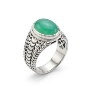 Original Aqeeq Ring Natural Green Gemstone