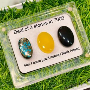 Deal of 3 Gemstones Black Aqeeq, Irani Feroza & Zard