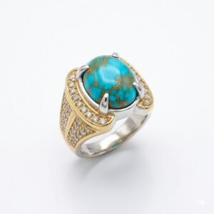 Original Feroza Ring Natural Turquoise Gemstone