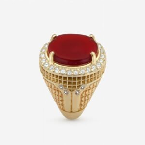Red Aqeeq Yemeni Ring Natural Agate Stone Non-Silver