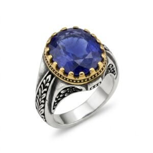 925 Silver Neelam Ring Natural Blue Gemstone
