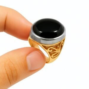 Black Aqeeq Stone Ring 100% Original