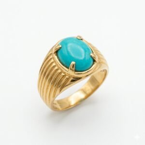 Original Feroza Ring Medium Size Natural Turquoise